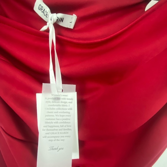 One shoulder red evening dress - Picture 2 of 3